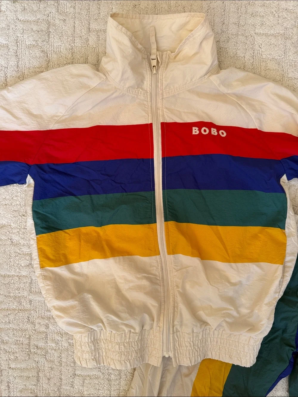 Bobo Choses White Rainbow Stripe Tracksuit windbreaker Jacket & Pants